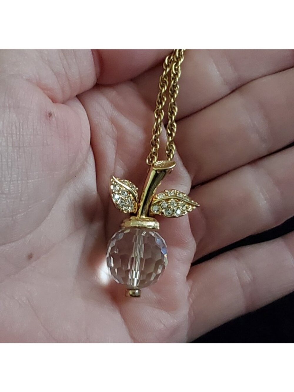 Vintage Swarovski Necklace Apple Pendant Fruit 30" - Picture 8 of 9